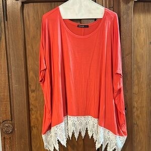 Dark coral flowy top